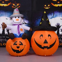 Halloween Toys Halloween Inflatable Toy LED Light Witch Hat Pumpkin Black Cat Halloween Decoration Outdoor Garden Yard Blow up Props Toys 231019