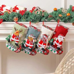 Christmas Decorations Big Christmas Socks Linen Fence Christmas Gift Bag Santa Claus Bag Snowman Elk Bear Christmas Tree Pendant Decorative Candy Bag Jewellery x1019