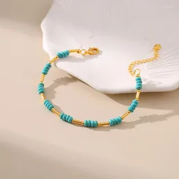 Strand Minar Trend 18K Real Gold Plated Brass Irregular Blue Natural Stone Turquoise For Women Accessories