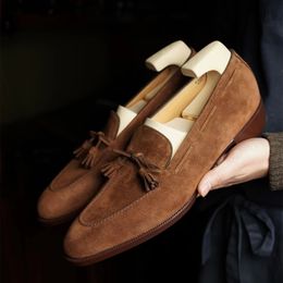 Dress Shoes Loafers for Men Flock SlipOn Breathable Casual Tassels Size 3847 Handmade Zapatos De Hombre 231019