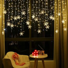 Christmas Decorations Big Sale 3.5M 96 Lights LED Curtain Light Outdoor Christmas AC220V Snowflake String Lights Waterproof Party Holiday Decor 231019