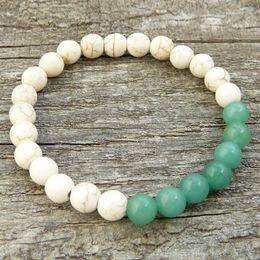 SN0334 New Bohemia Jewellery Whole Women Mens Unisex Bracelet Meditation Yoga beaded howlite Green Aventurine bracelet229o