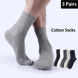 Men's Socks 3 Pairs High Quality Cotton Men Solid Color Black White Classic Sports Mid Tube Comfortable Business Casual