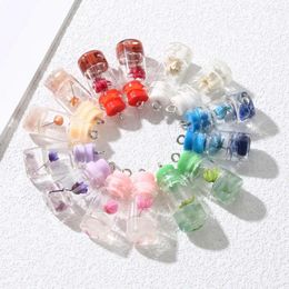 Charms 10Pcs 11x29mm Colourful Glass Bottle Pendant Charm Resin For Bracelet Necklace Accessories DIY Handmade Jewellery Making