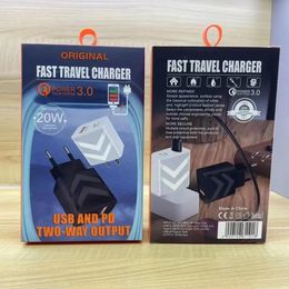 200pcs/20W ID USB C PD Quick Charger QC3.0 USB Fast Charging For Mobile Phone USB Charger Adapter EU US Plug