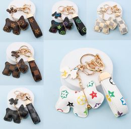 Cartoon Bear Designer Printing Keychain Wallet Keyring Purse Car Bag Flower Mini Coin Holder Keychains Bag Trinket Gifts Accessories