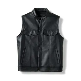 New Men's PU Leather Vest Zipper Motorcycle Waistcoat Vests Sleeveless Leather Jacket M-4XL Outerwear Tops XXXXL Fashion Men's Clothing