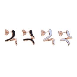 2021 Whole Factory Enamel White Black Colour lovely Snake Shape Stud Earring for women cute girl wedding party gift jewel339H