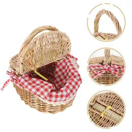 Dinnerware Sets Picnic Basket With Lid And Handles Gift Hand Woven Flower Floral Arrangement Vase Sundries Organiser For Home