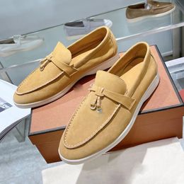 Luxury Men casual shoes loafers low top suede leather oxfords Loros Moccasins Piana- summer walk loafer slip on loafer rubber sole flats with box 36-47