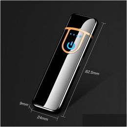 Lighters Electric Touch Sensor Cool Lighter Fingerprint Usb Rechargeable Portable Windproof Smoking Accessories Drop Delivery Home G Dhbrp