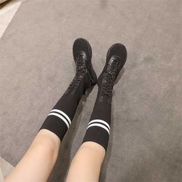 Top Boots Knee Length Sock Shoes for Women in Autumn New Breathable Casual Elastic Inner Increase High Tube Boots Trend