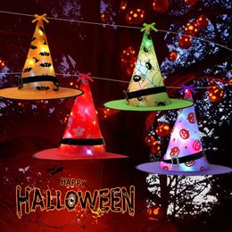 Halloween Toys 5-20 Halloween Decoration Witch Hat LED Light Halloween Witch Hats For Kids Party Halloween Props Outdoor Tree Hanging Ornaments 231019