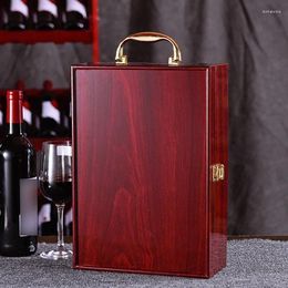 Envoltório de presente lacado caixa de embalagem de vinho tinto pacote duplo de madeira saco universal para festas de amigos
