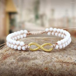 Strand Vintage Natural Stone Bead Bracelets Gold Colour & Silver Heart Infinity Braided Bracelet Friendship Jewellery For Women Men285y