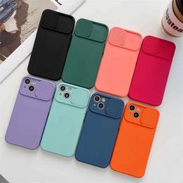 Cell Phone Cases Liquid Silicone Turnkey Push Window Drop Mobile Phone Shell Case For iphone14 13 12 Mini 11 Pro Max X XS XR SE 7 8 Plus Fashion L2301019