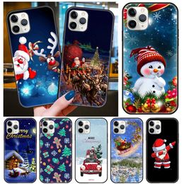 Tree Deer Snowman Phone Case For iPhone 15 14 13 12 11 Pro Max 15 14 Plus Mobile Phone Case