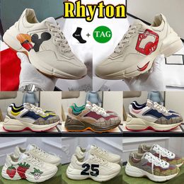 Lüks Vintage Rahat Rhyton Spor Sneaker Tasarımcı Ekose Desen Platform Klasik Süet Deri Spor Kaykay bayanlar ayakkabı erkek kadın erkek kadın kadın çeşitliliği stilleri