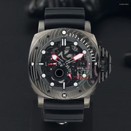 Wristwatches 2024 BRAND Black Ops Limited Edition 47mm Skeleton Dial Rubber Strap Automatic Watch Men's Mechanical Reloj Hombre