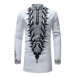 Men's Casual Shirts Mens African Dashiki Dress Shirt 2024 Brand Traditional Maxi Man Men Slim Fit Long Sleeve Chemise Homme