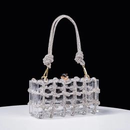 Evening Bag Shiny Dinner Bag Fashion Sunflower Inlaid Diamond Banquet Hand Bag Evening Bag Acrylic Box Small Square 231019