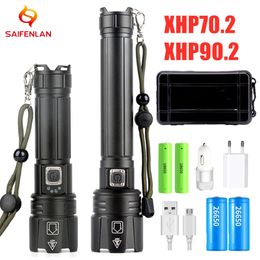 Flashlights Torches XHP90.2 XHP70.2 LED Flashlight most powerful Flashlight 18650 26650 USB Torch Lantern Hunting Lamp Hand Light USB Rechargeable 231018