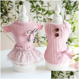 Dog Apparel Milk Shake Powder Girls Vest And Dresses For Dogs Pet Clothing Pink Colour Dress Dog Clothes Goods Cats Apparel Home Garden Dhmgl