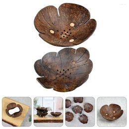 Bowls 2 Pcs Keychain Container Coconut Shell Storage Bowl Candy Holder Home Ornament Soap Drain
