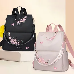 School Bags Anti-theft Backpack Woman Summer Embroidery Ladies Travel Bag 16.5 Inch Laptop For Female Waterproof Girls