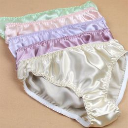 Women Silk Satin Panties Female Respiratory Underwear 6pcs Pack Ladies Knickers Briefs 201112243v