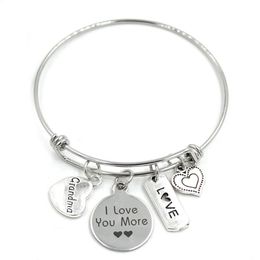 New Arrival Stainless Steel Bracelet Adjustable Wire Bangle Family Charms Bracelet Grandma Gifts Jewelry252o