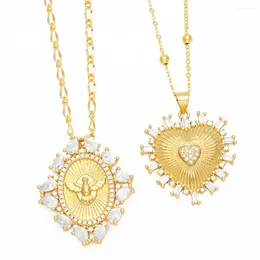 Pendant Necklaces FLOLA Blessed Gold Plated Eagle Necklace For Women Copper Zircon Heart CZ Jewellery Party Gifts Nkey96