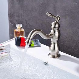 Bathroom Sink Faucets Vidric Brushed Nickel Basin Faucet Single Handle Cold Water Tap Deck Mounted Long Spout Lavatory Mixer Fauce