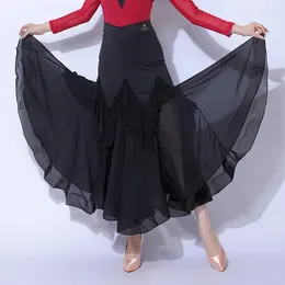 Stage Wear Ballroom Dance Dress Women National Standard Skirt Social Waltz Costume Competition Black Long 2389