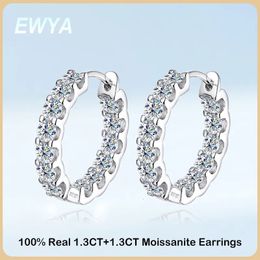 Stud EWYA Luxury Hoop Earrings 2.6 Carat D Colour S925 Sterling Silver Earring For Women Party Fine Jewellery Christmas Gift 231018