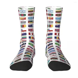 Men's Socks World Flags With Country Names Sock Men Women Polyester Stockings Customizable Design