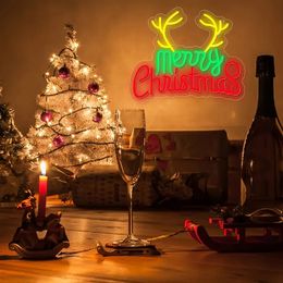 1pc Merry Christmas LED Neon Sign, Christmas Decoration For Wall, USB Bedroom Party Neon Wall Decor Light, Multipurpose Decorative Wall Mounted Lights