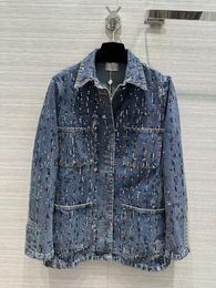 Women's Jackets Denim Jacket Gradient Color Embroidery Beads Nostalgia Retro Wash Water Stylish And Advanced Tone9.12