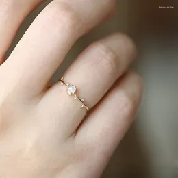 Cluster Rings Foydjew Minimalist Gold Colour Thin For Women Wedding Little Broken Zircon High Quality Female Finger Ring Jewellery