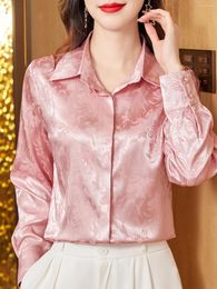 Women's Blouses Autumn 2023 High End Original Silky Jacquard Shirt Woman Long Sleeve Top Office Lady Elegant Blouse