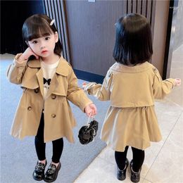 Coat Girls Long Trench 2023 Toddler Kids Solid Medium-Length Windbreaker Jacket Spring Autumn Baby Girl Clothes Casual Outerwear