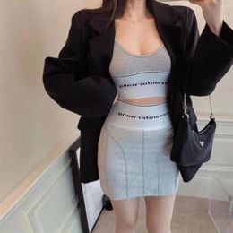 Casual Dresses Women's Skirt Cotton Spandex Letter Elastic High Waist Sexy Slim Wrap Hip Mini Half2584