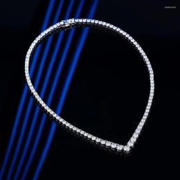 Chains V Shape Moissanite Tennis Necklace 925 Sterling Silver D Colour Moissanita Diamond Chain Ins Party Jewellery Pass2321