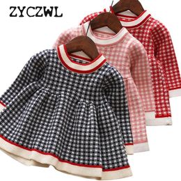 Girl's Dresses Baby Girls Dress Warm Lattice Knit Long sleeve Princess Kids Clothes Children For Toddler Christmas Costume 231018