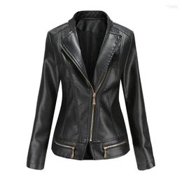 Women's Jackets Women's Women Faux Leather Jacket Autumn Winter Long Sleeve Thin Plus Size Ladies Fashion Solid Zipper Female Biker