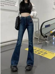 Women's Jeans Zipper Art Harajuku Versatile Spring Pants Dark Wash Trendy Straight Tube Lazy