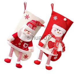 Christmas Decorations New 1 PC Large Christmas Socks Santa Claus Snowman Knitted Christmas Inventory Christmas Tree Celebration New Year 2023 Decoration Interior