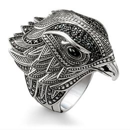 Hip Hop Personality Retro Jewellery 925 Sterling Silver Fashion Eagle Ring Female Wedding Bird Wedding Band Ring For Men Gift272S