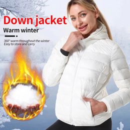 Womens Down Parkas Winter oversize Ultralight Thin Jacket White DuckDown NO hooded Jackets Long Sleeve Warm Coat Parka Female Outwear 231018