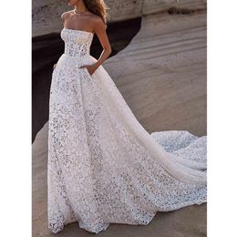 Strapless Vintage Lace Wedding Dresses Sleevless Appliques A Line Bridal Gown Gorgerous Brides Dress Princess Robe De 328 328